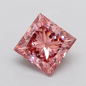 2.1ct PRINCESS Fancy Vivid Pink VS2 Coloured Lab diamond