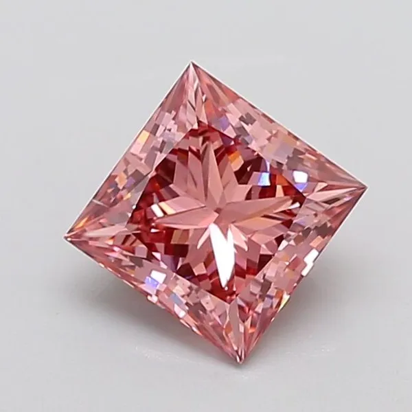 2.1ct PRINCESS Fancy Vivid Pink VS2 Coloured Lab diamond