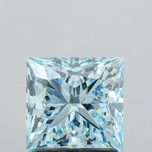 1.84ct PRINCESS Fancy Vivid Blue VVS2 Coloured Lab diamond