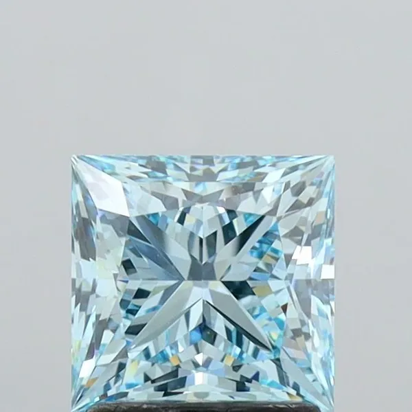 1.84ct PRINCESS Fancy Vivid Blue VVS2 Coloured Lab diamond