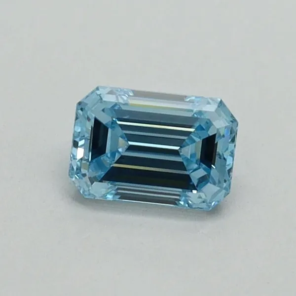 0.43ct EMERALD Fancy Vivid Blue VS1 Coloured Lab diamond