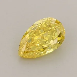 0.64ct PEAR Fancy Vivid Yellow VVS2 Coloured Lab diamond