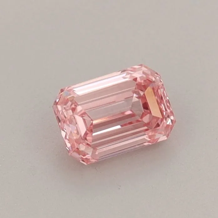 0.41ct EMERALD Fancy Vivid Pink VS1 Coloured Lab diamond