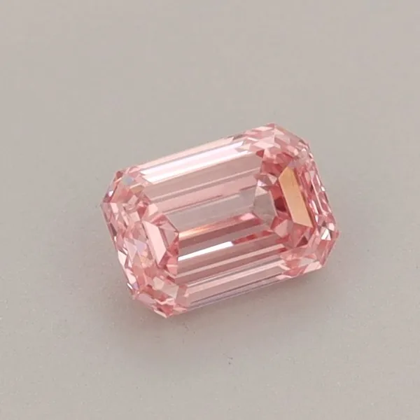 0.41ct EMERALD Fancy Vivid Pink VS1 Coloured Lab diamond
