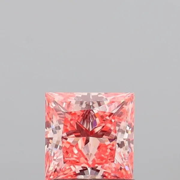 1.1ct PRINCESS Fancy Vivid Orangey Pink VVS2 Coloured Lab diamond