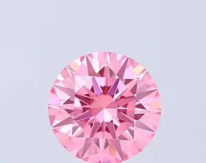 0.96ct ROUND Fancy Vivid Pink VVS2 Coloured Lab diamond