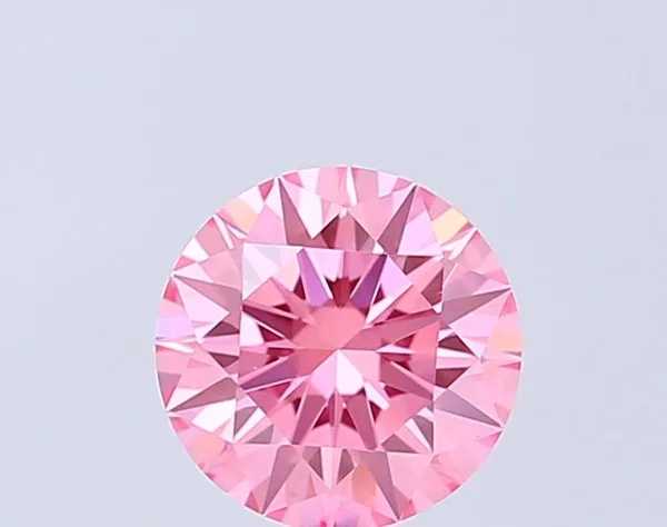 0.96ct ROUND Fancy Vivid Pink VVS2 Coloured Lab diamond