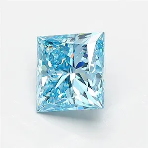 3.01ct PRINCESS Fancy Vivid Blue VVS2 Coloured Lab diamond