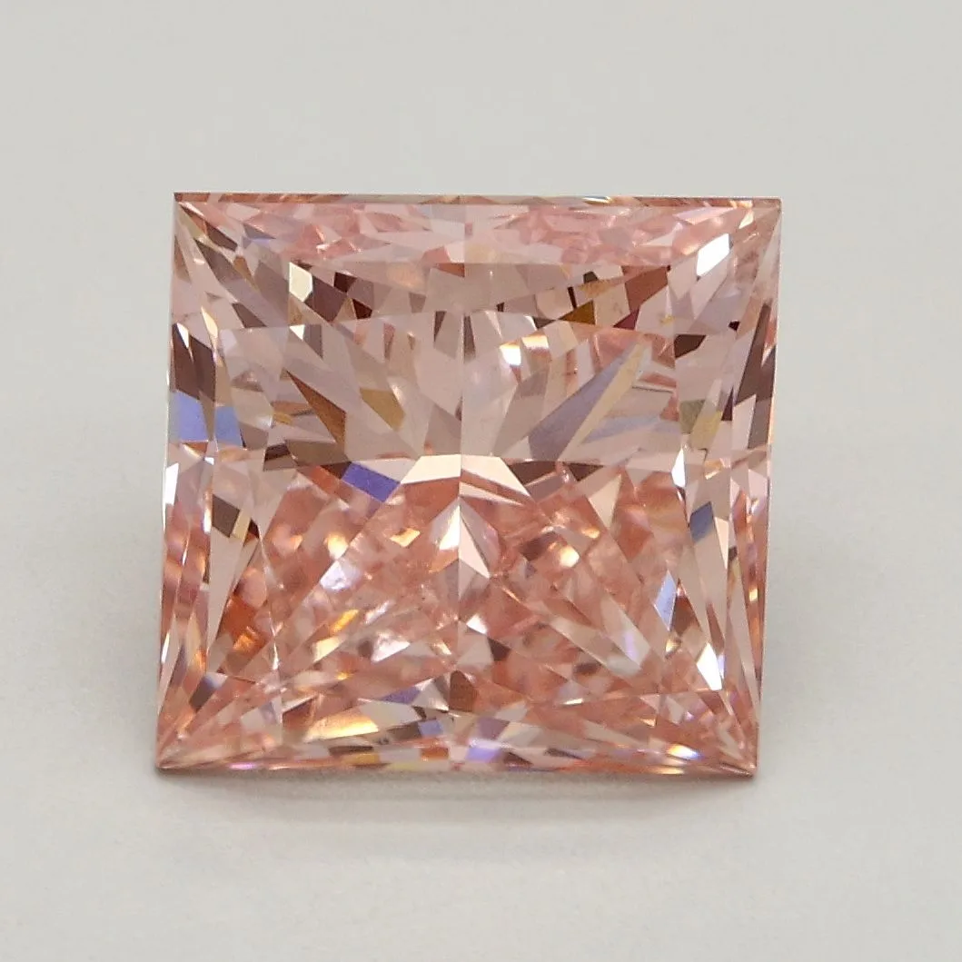 3.19ct PRINCESS Fancy Intense Pink SI1 Coloured Lab diamond