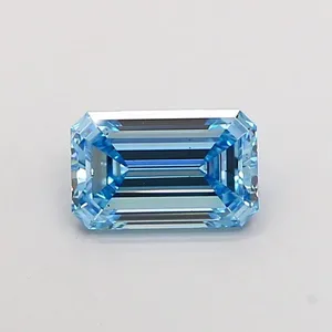 1.54ct EMERALD Fancy Vivid Blue VS2 Coloured Lab diamond