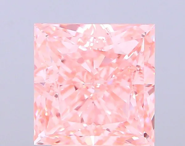 4.02ct PRINCESS Fancy Vivid Pink VVS2 Coloured Lab diamond
