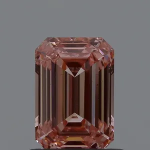 0.9ct EMERALD Fancy Vivid Pink SI1 Coloured Lab diamond