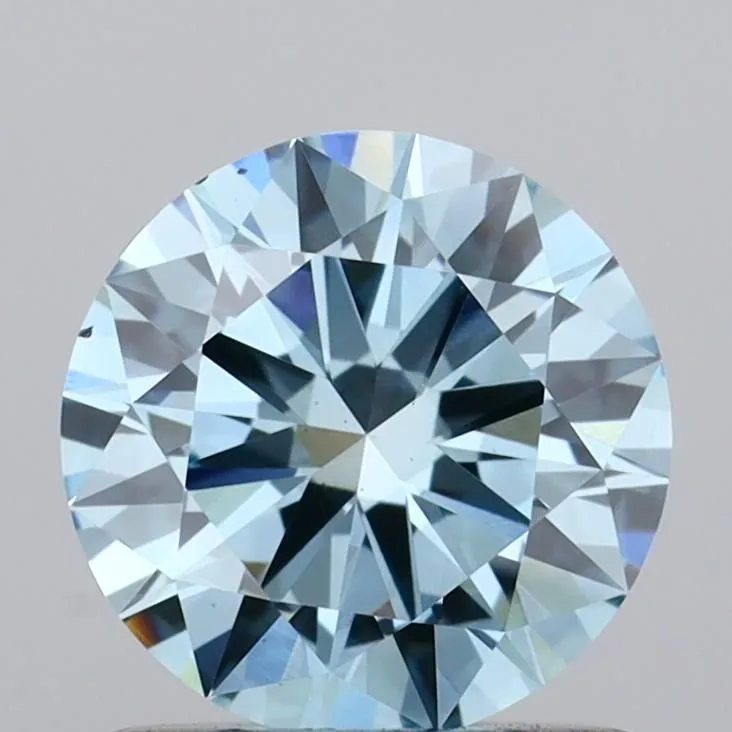 0.97ct ROUND Fancy Vivid Blue VS2 Coloured Lab diamond