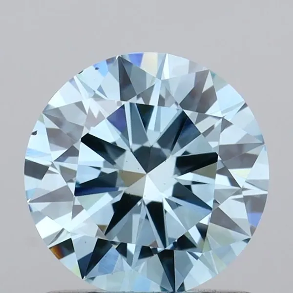 0.97ct ROUND Fancy Vivid Blue VS2 Coloured Lab diamond