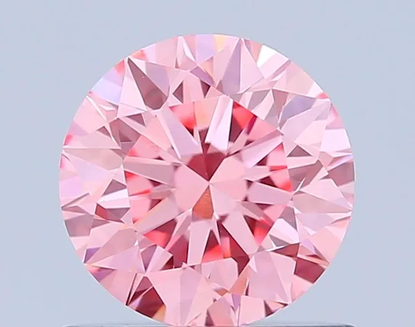 0.79ct ROUND Fancy Vivid Pink VVS2 Coloured Lab diamond