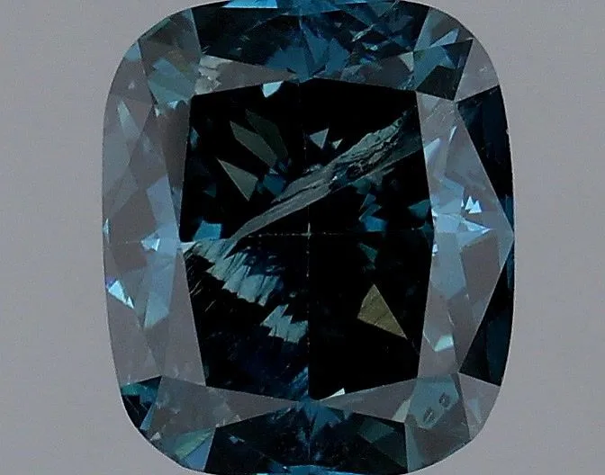 1.12ct CUSHION Fancy Deep Greenish Blue I2 Coloured Lab diamond
