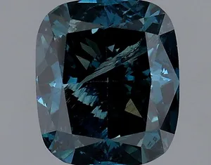 1.12ct CUSHION Fancy Deep Greenish Blue I2 Coloured Lab diamond
