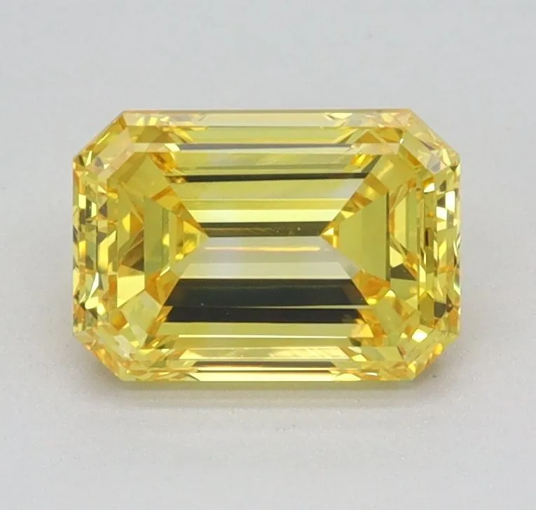 0.90ct EMERALD Fancy Vivid Yellow VVS2 Coloured Lab diamond