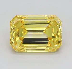 0.9ct EMERALD Fancy Vivid Yellow VVS2 Coloured Lab diamond
