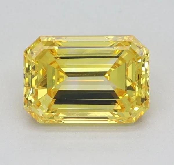 0.9ct EMERALD Fancy Vivid Yellow VVS2 Coloured Lab diamond