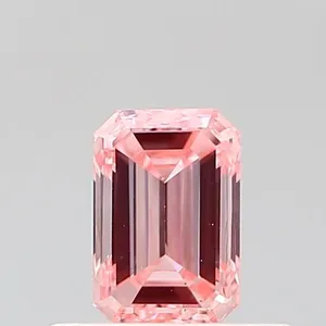 0.44ct EMERALD Fancy Vivid Pink VS1 Coloured Lab diamond