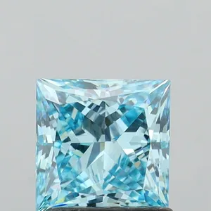 1.44ct PRINCESS Fancy Vivid Blue VS1 Coloured Lab diamond