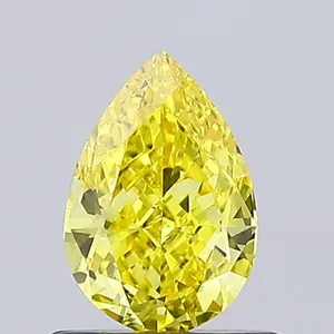 0.66ct PEAR Fancy Vivid Yellow VS1 Coloured Lab diamond