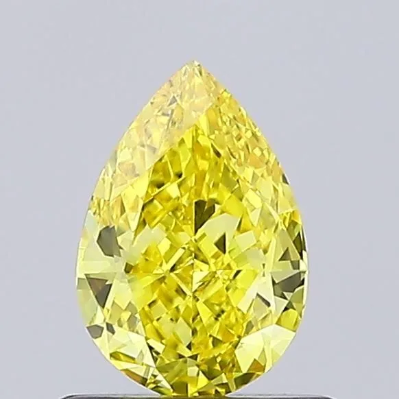 0.66ct PEAR Fancy Vivid Yellow VS1 Coloured Lab diamond