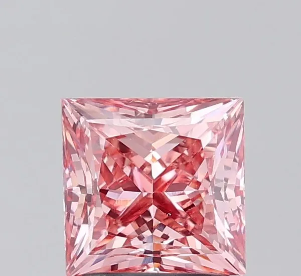 1.85ct PRINCESS Fancy Vivid Pink VS2 Coloured Lab diamond
