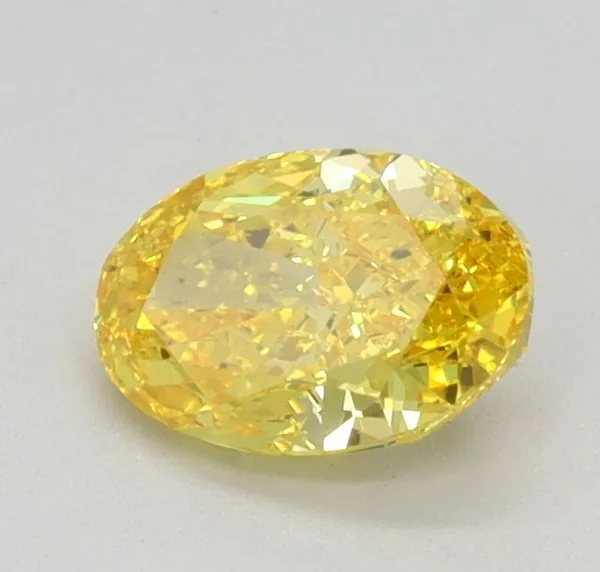 0.6ct OVAL Fancy Vivid Yellow VVS2 Coloured Lab diamond
