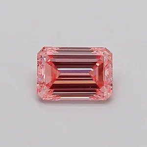 0.32ct EMERALD Fancy Intense Pink VS1 Coloured Lab diamond