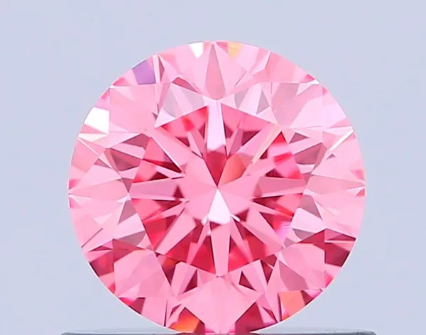 0.64ct ROUND Fancy Vivid Pink VVS2 Coloured Lab diamond