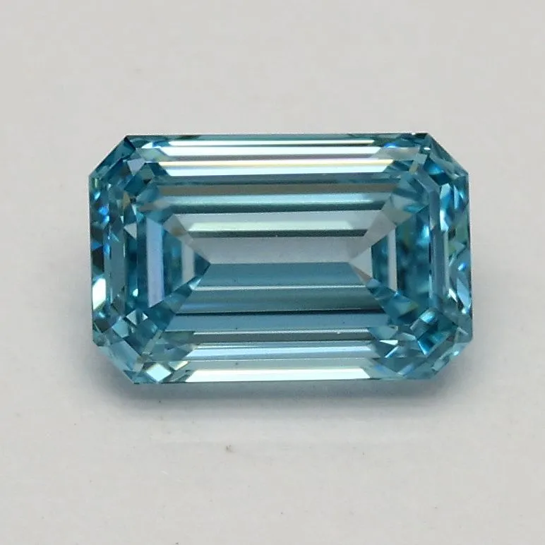 0.75ct EMERALD Fancy Vivid Blue VS1 Coloured Lab diamond