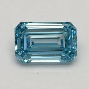 0.75ct EMERALD Fancy Vivid Blue VS1 Coloured Lab diamond