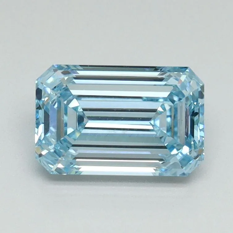 1.11ct EMERALD Fancy Vivid Blue VVS2 Coloured Lab diamond