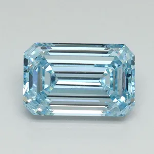 1.11ct EMERALD Fancy Vivid Blue VVS2 Coloured Lab diamond
