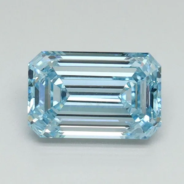 1.11ct EMERALD Fancy Vivid Blue VVS2 Coloured Lab diamond