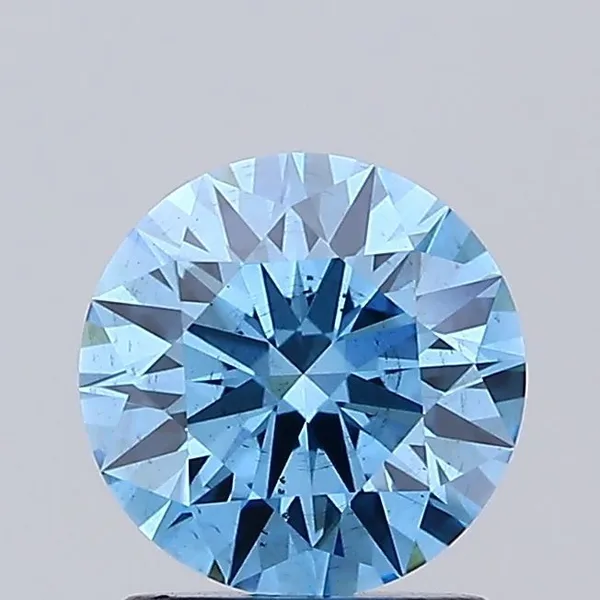 1.14ct ROUND Fancy Vivid Blue SI1 Coloured Lab diamond