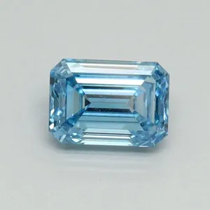 0.55ct EMERALD Fancy Vivid Blue VS1 Coloured Lab diamond