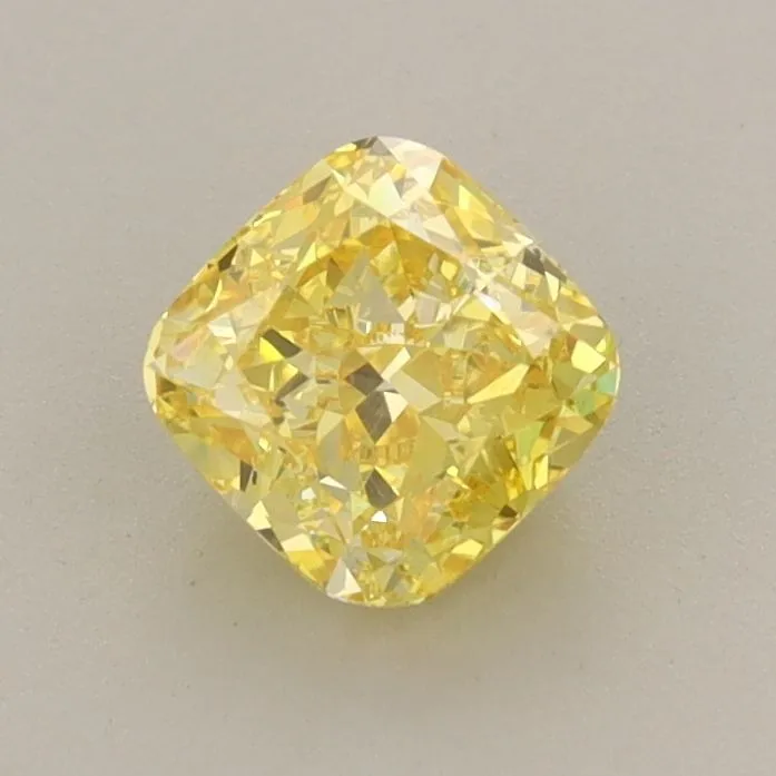 0.79ct CUSHION Fancy Vivid Yellow VVS2 Coloured Lab diamond