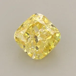 0.79ct CUSHION Fancy Vivid Yellow VVS2 Coloured Lab diamond