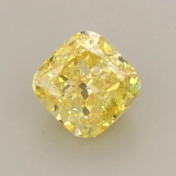0.79ct CUSHION Fancy Vivid Yellow VVS2 Coloured Lab diamond