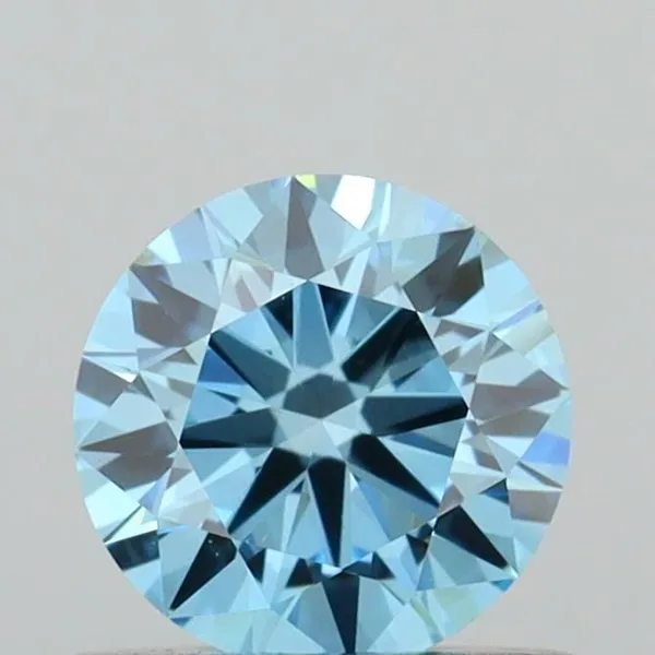 0.56ct ROUND Fancy Vivid Blue VVS2 Coloured Lab diamond