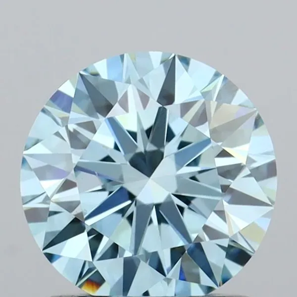 1.08ct ROUND Fancy Vivid Blue VVS2 Coloured Lab diamond