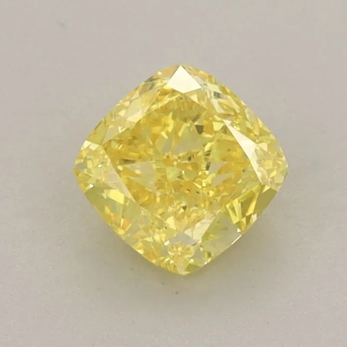 0.76ct CUSHION Fancy Vivid Yellow VS1 Coloured Lab diamond