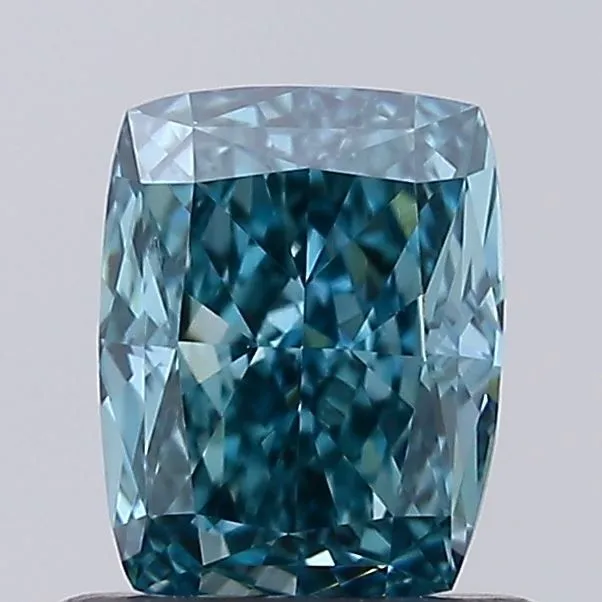 0.74ct CUSHION Fancy Vivid Green Blue VVS2 Coloured Lab diamond