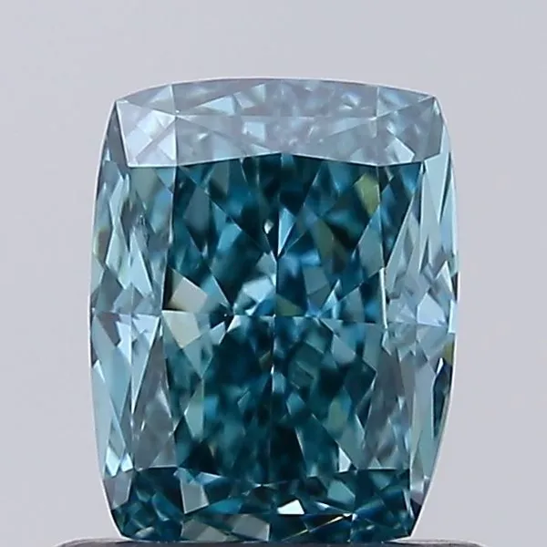 0.74ct CUSHION Fancy Vivid Green Blue VVS2 Coloured Lab diamond
