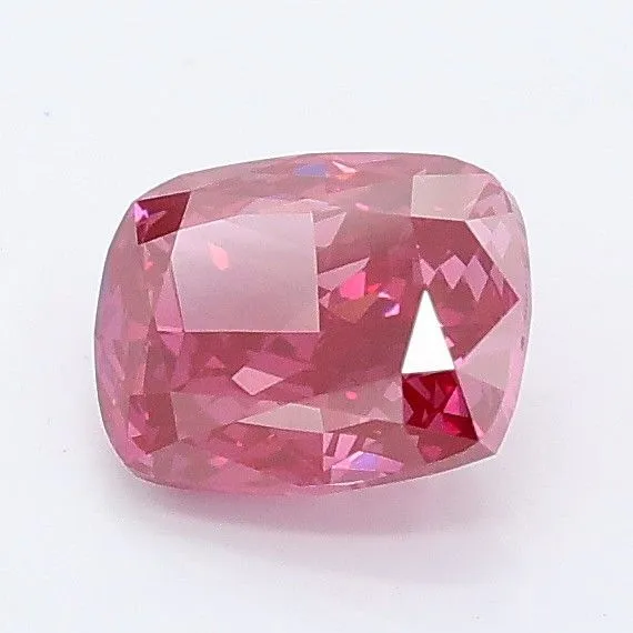 1.09ct CUSHION Fancy Vivid Pink VS1 Coloured Lab diamond