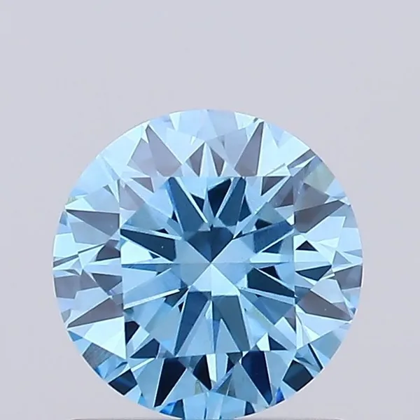 0.89ct ROUND Fancy Vivid Blue VS1 Coloured Lab diamond