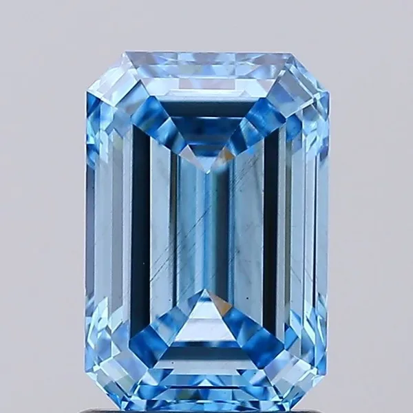 1.63ct EMERALD Fancy Vivid Blue VS2 Coloured Lab diamond